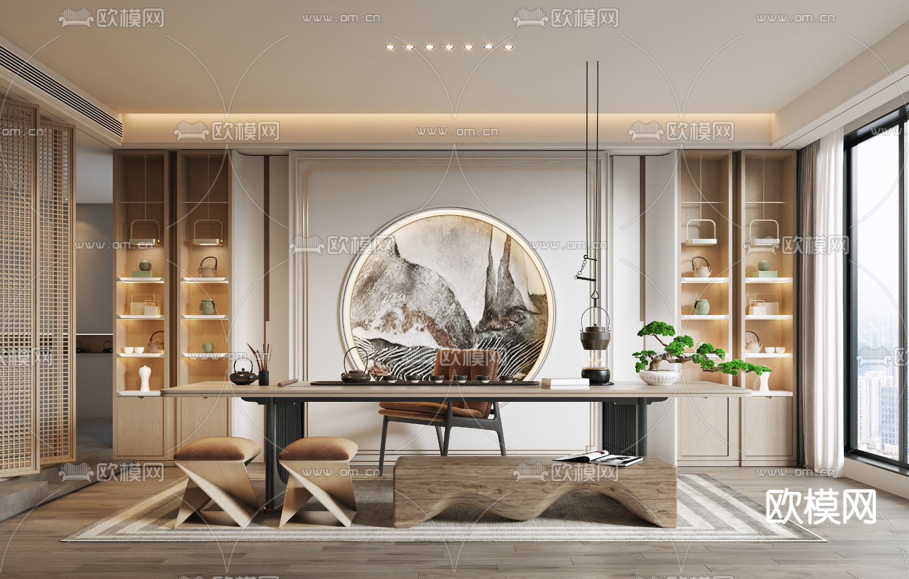 新中式茶室3d模型下载