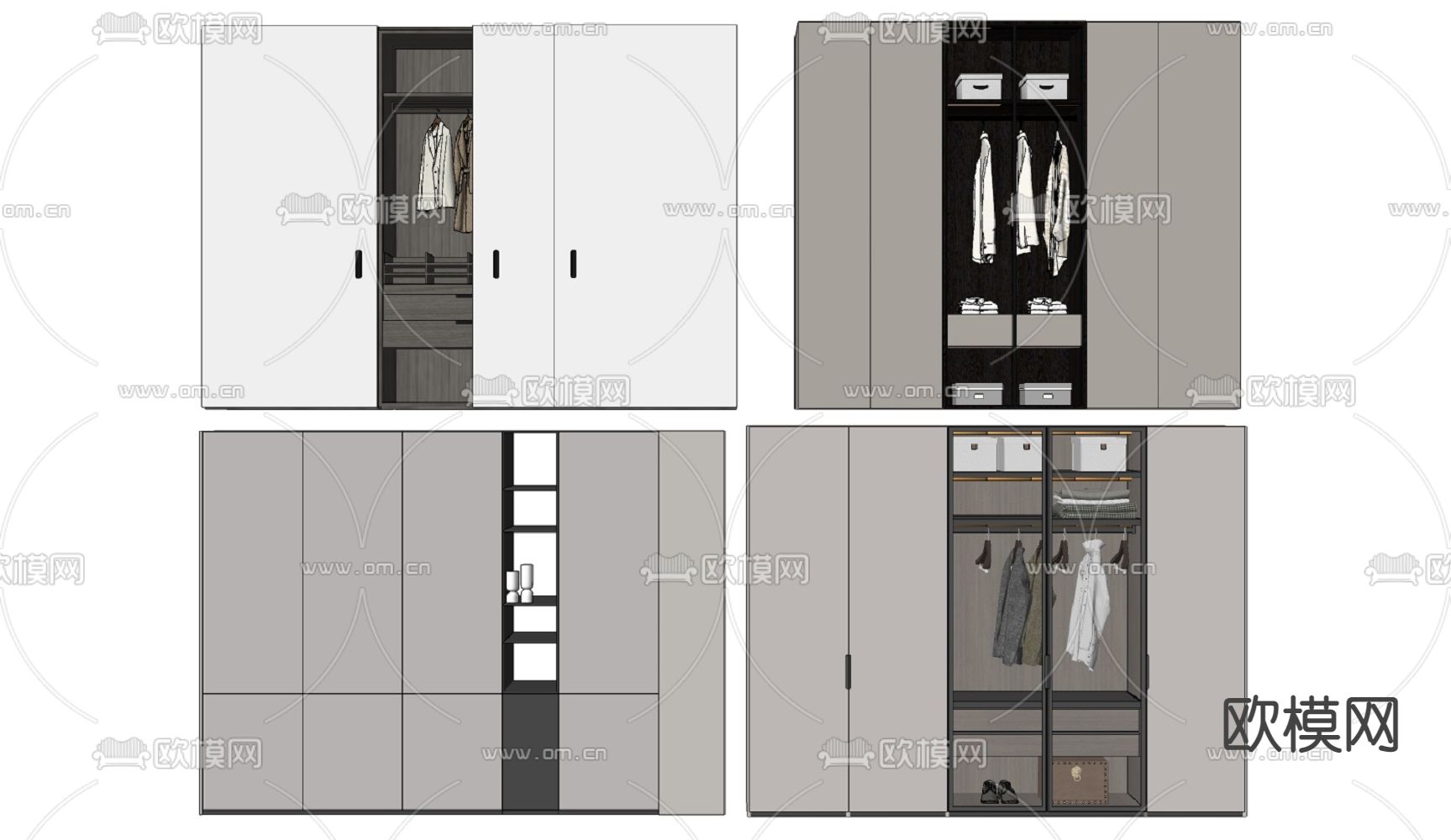 现代衣柜su模型下载（渲染图2）