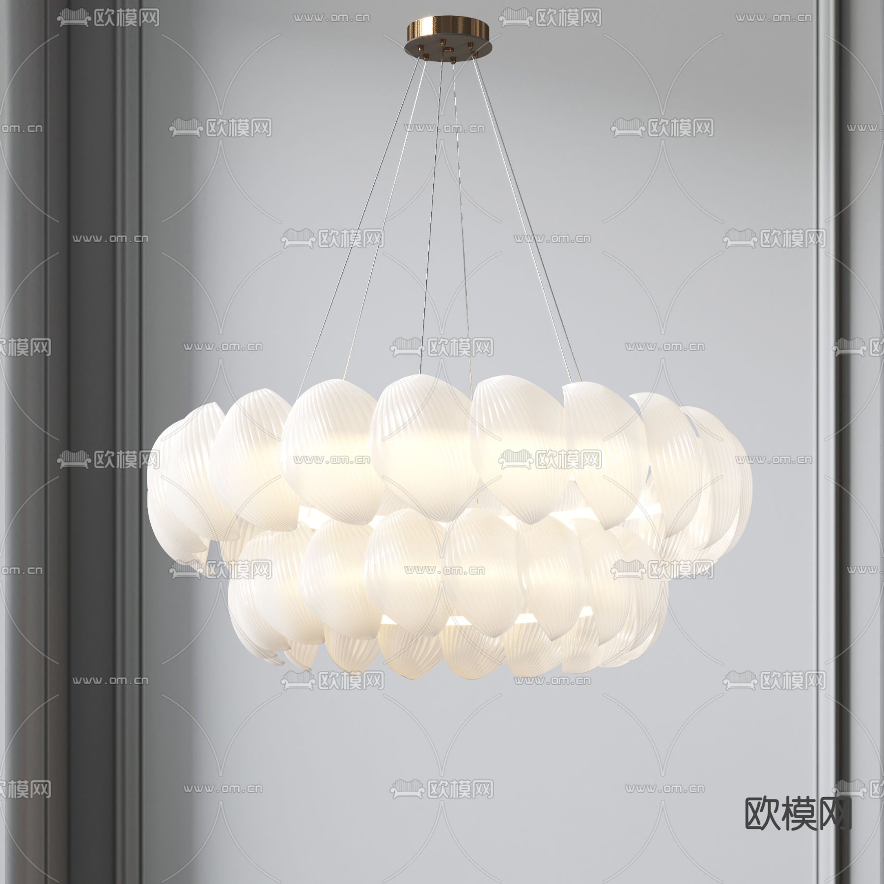 侘寂风双层吊灯su模型下载（渲染图1）