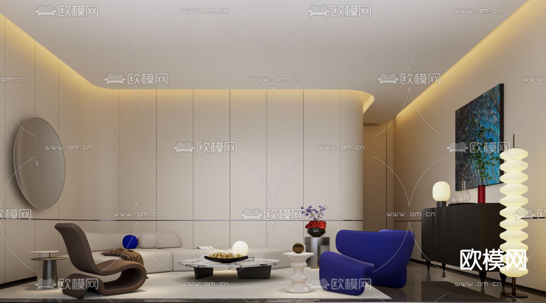 VIP洽谈室 接待室su模型下载（渲染图2）