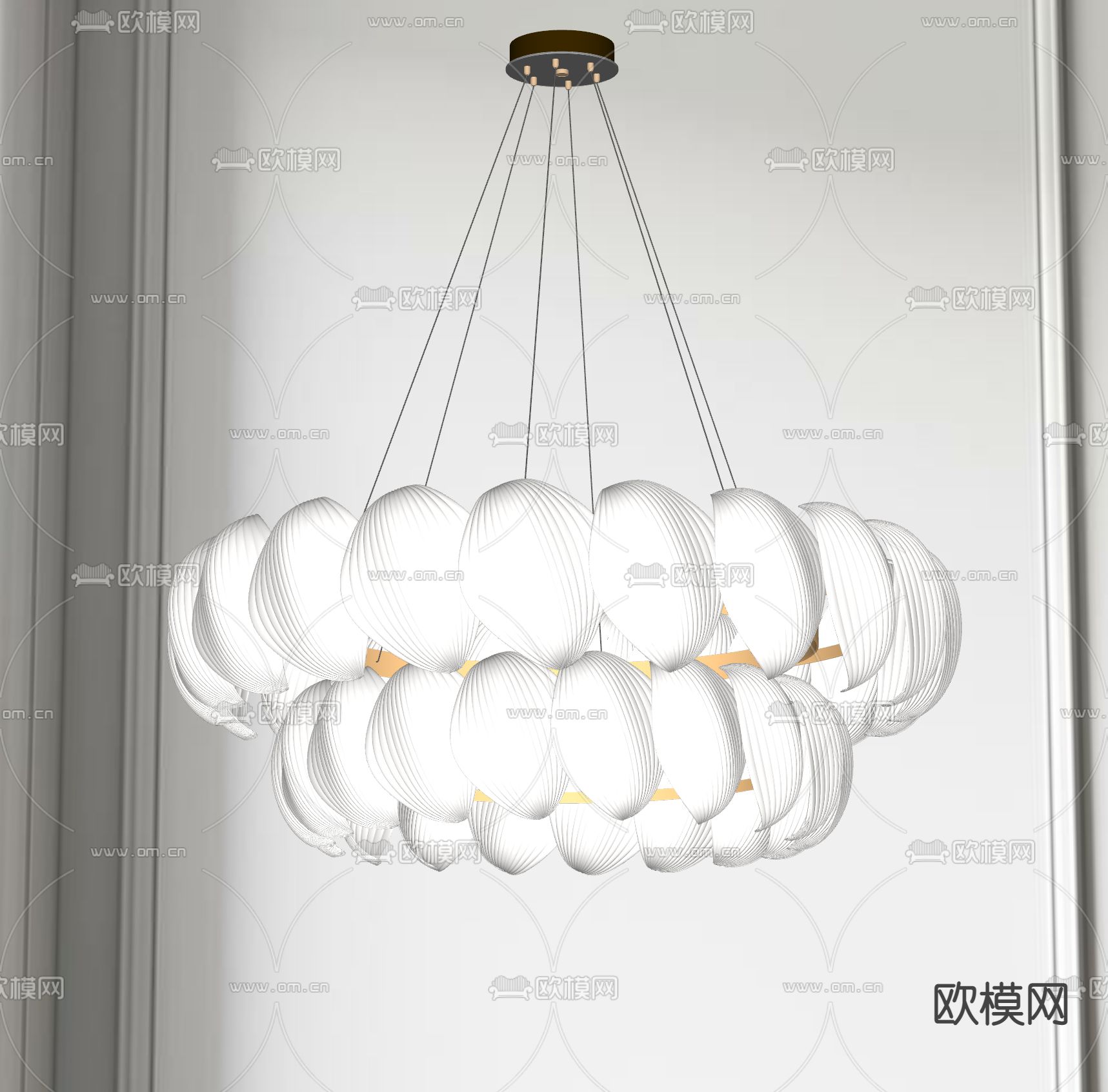 侘寂风双层吊灯su模型下载（渲染图2）