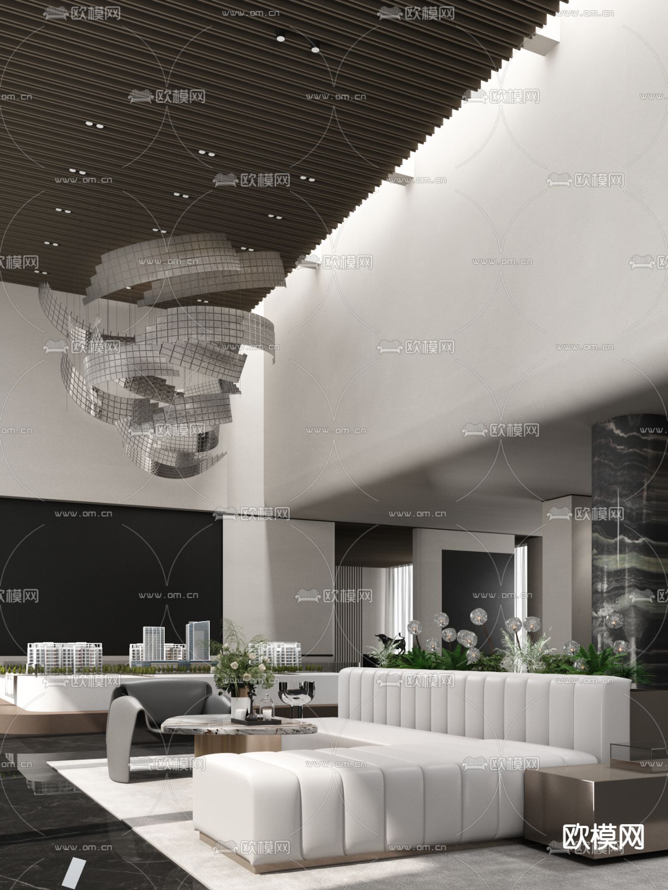 则灵艺术 售楼处沙盘区3d模型下载