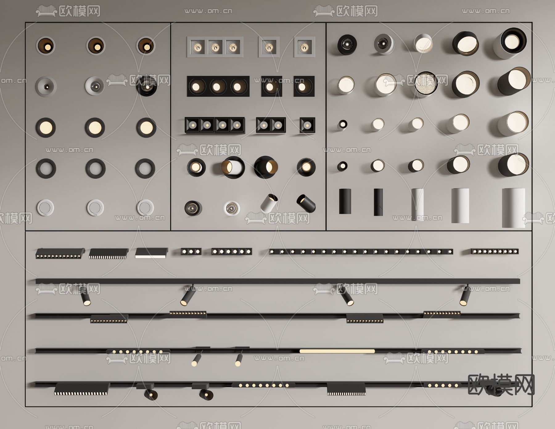 筒灯 射灯 磁吸灯 轨道灯su模型下载（渲染图1）