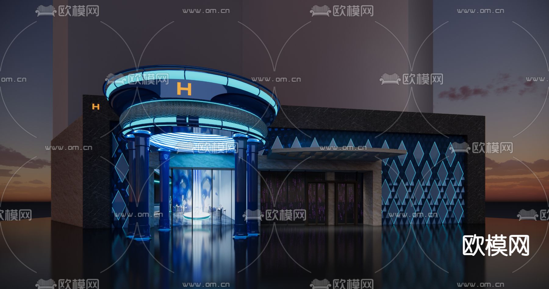 现代KTV建筑外观su模型下载_ID14014396_sketchup模型下载-欧模网