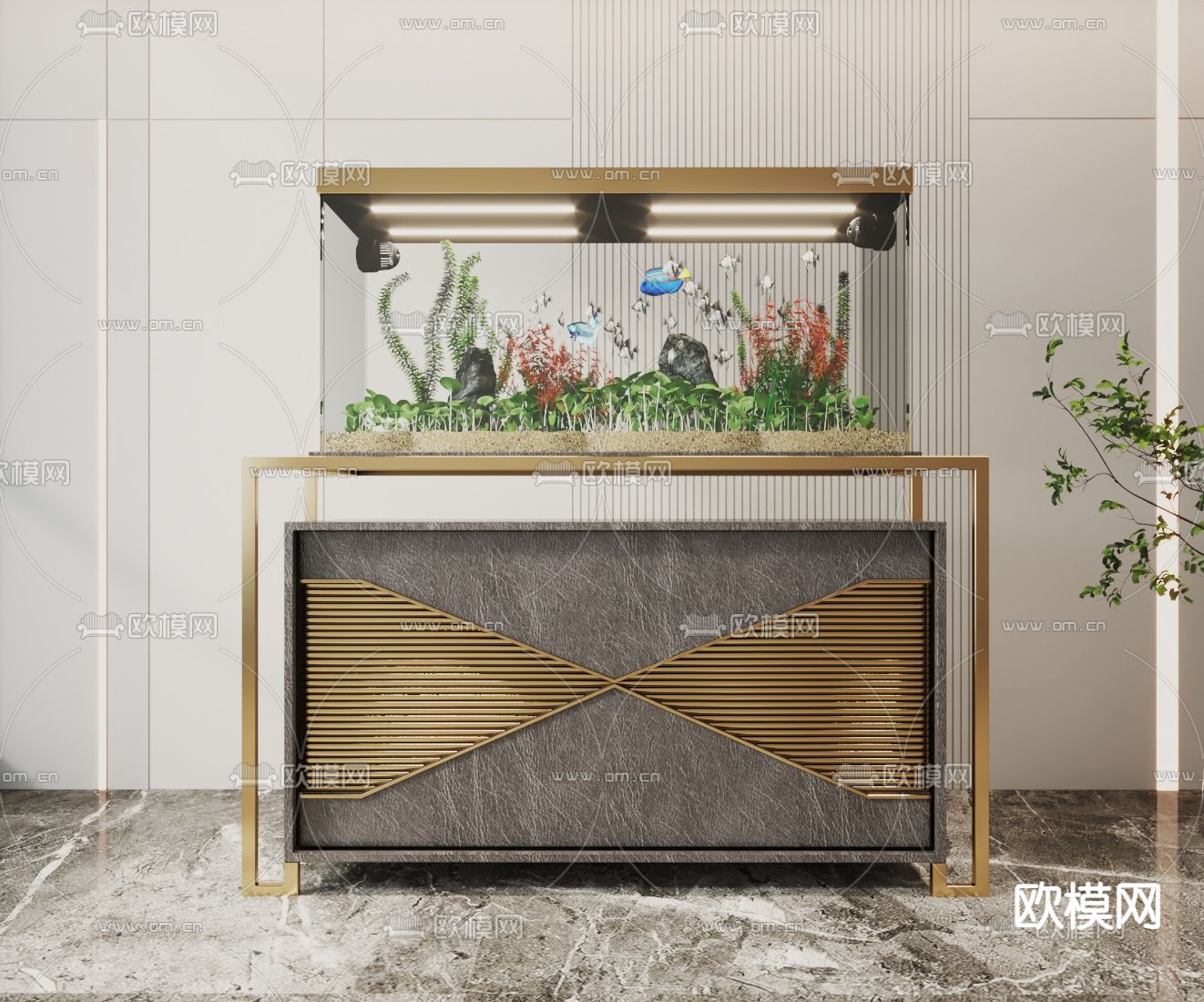 玻璃鱼缸 水族箱3d模型下载