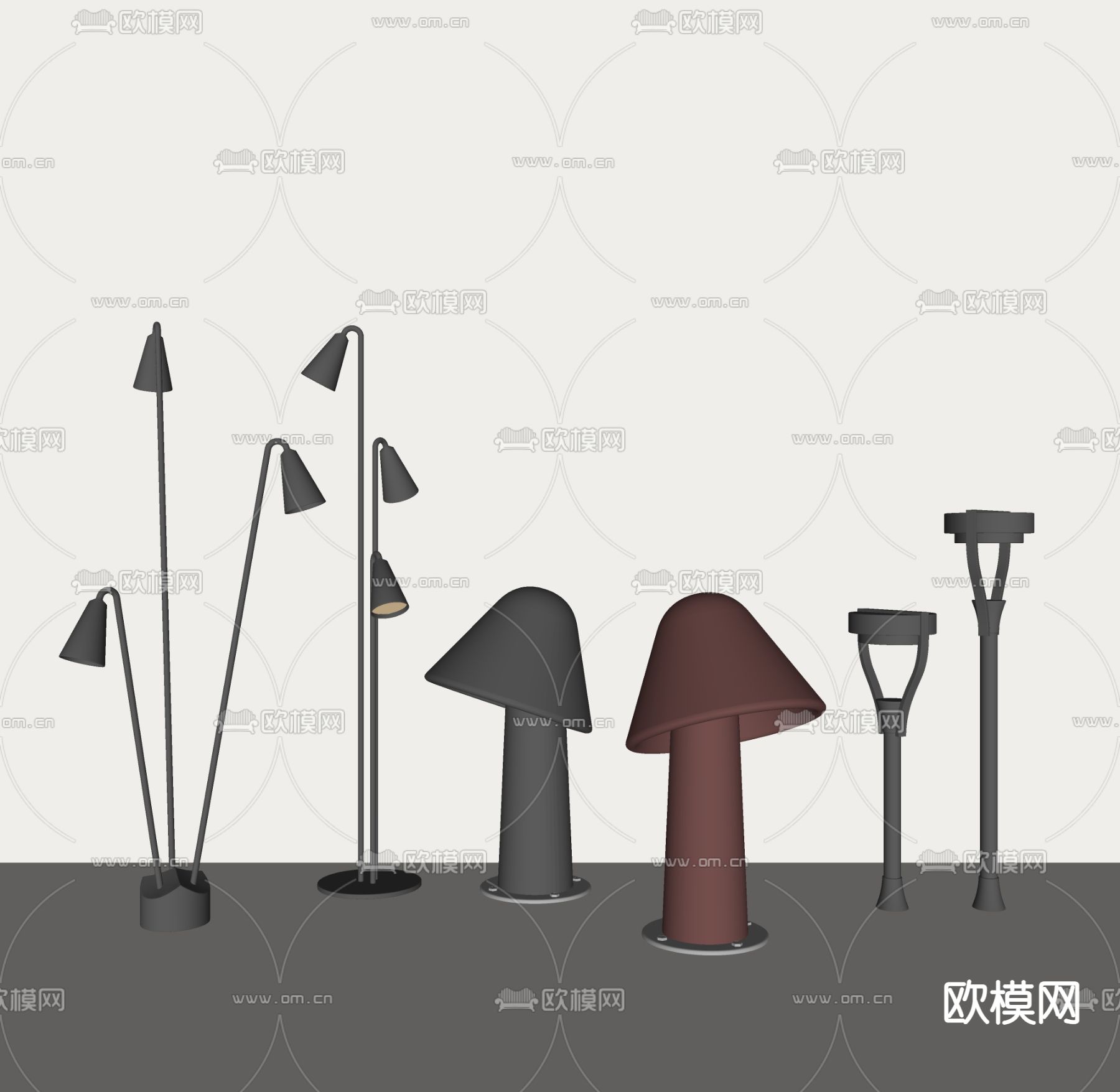 户外灯 草坪灯 庭院灯 蘑菇灯su模型下载_ID14009803_sketchup模型下载-欧模网