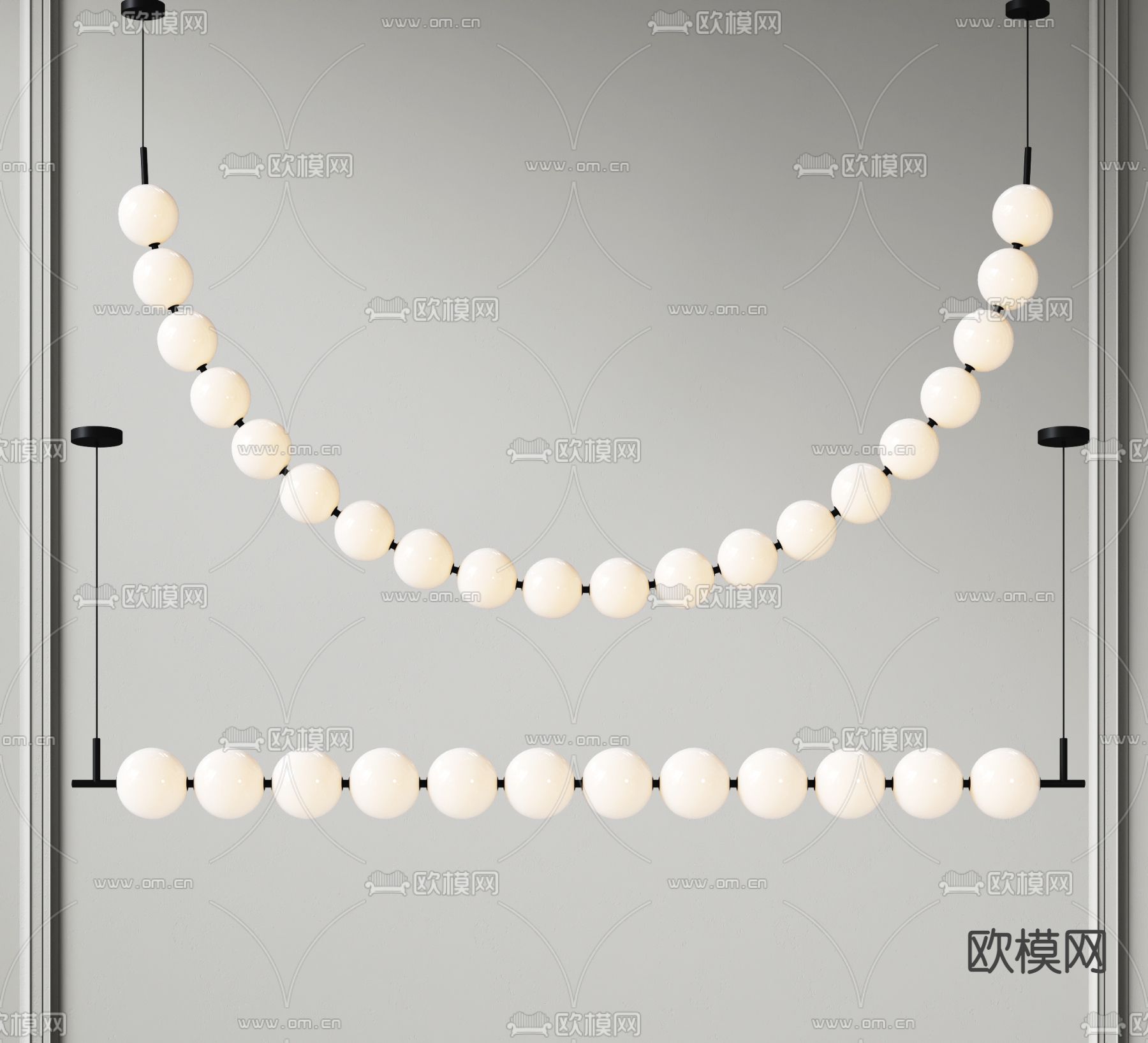 现代多头吊灯su模型下载（渲染图1）