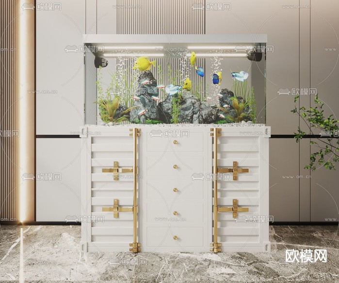 鱼缸 水族3d模型下载