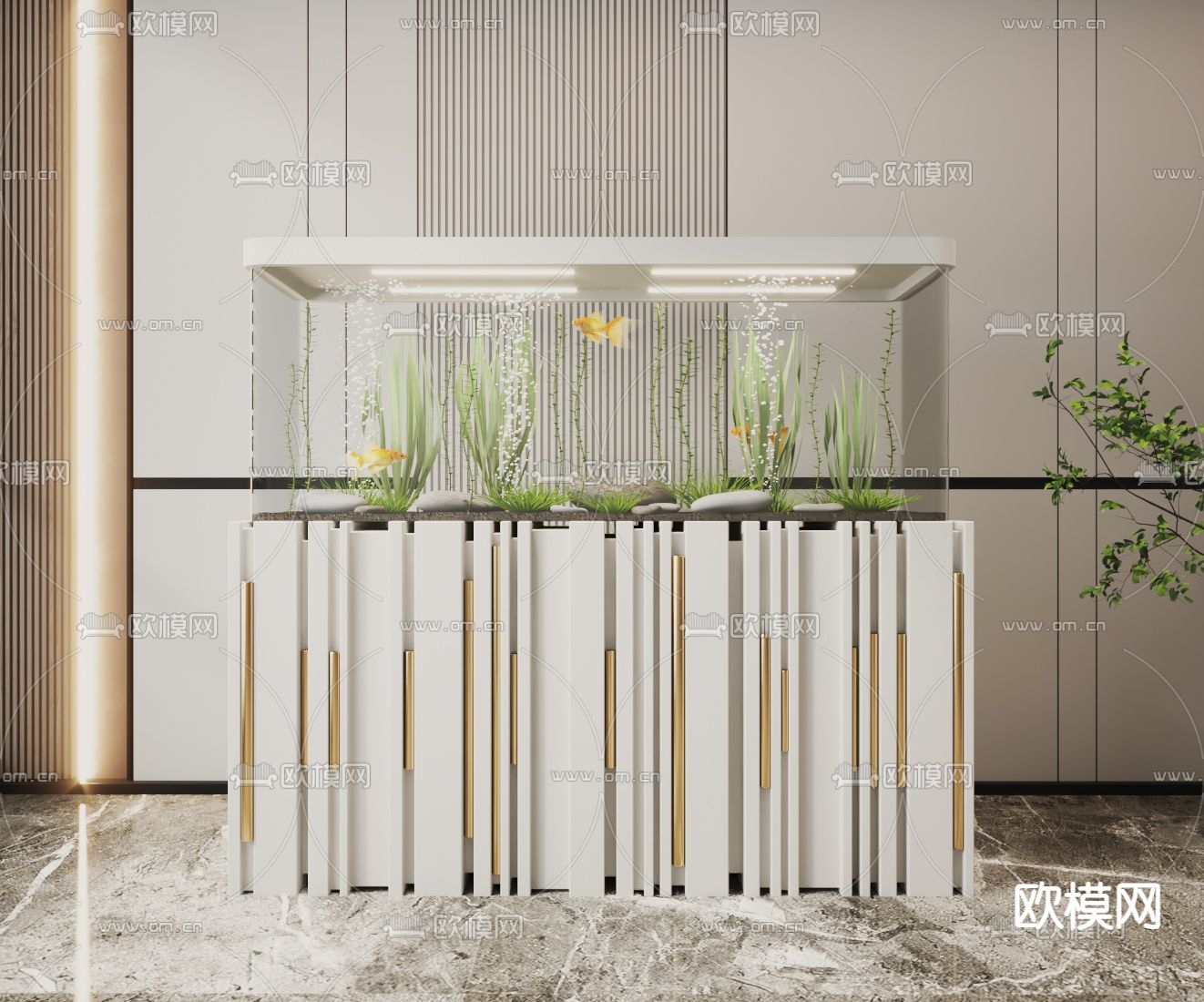 鱼缸 水族3d模型下载