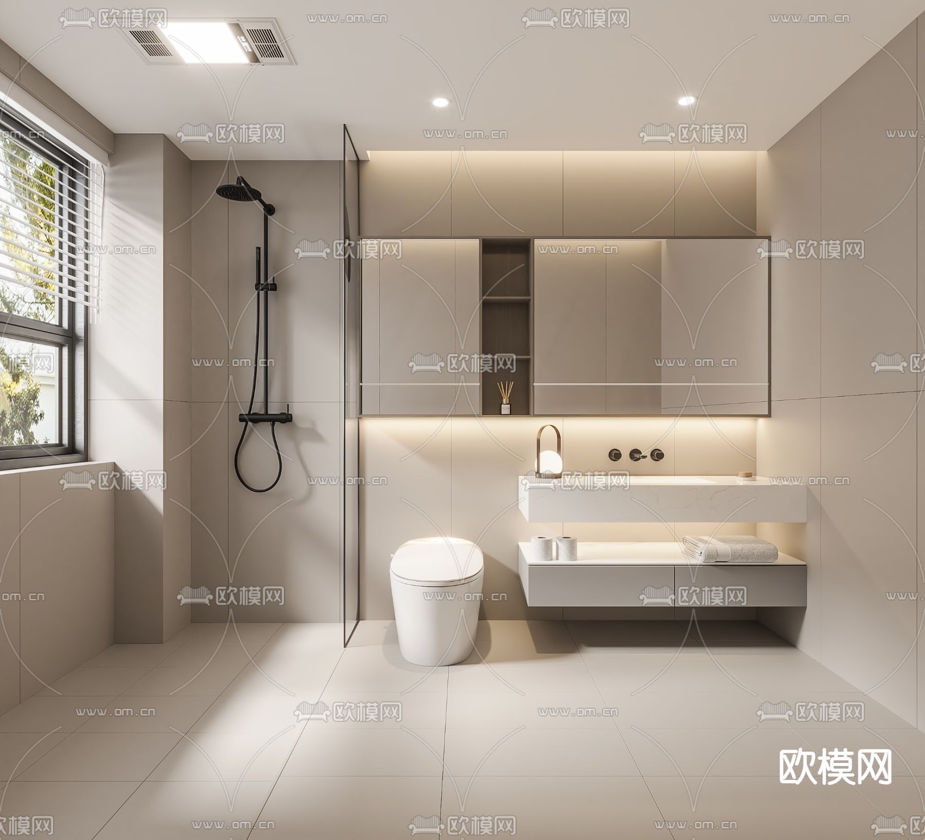 现代卫生间 浴室su模型下载（渲染图1）