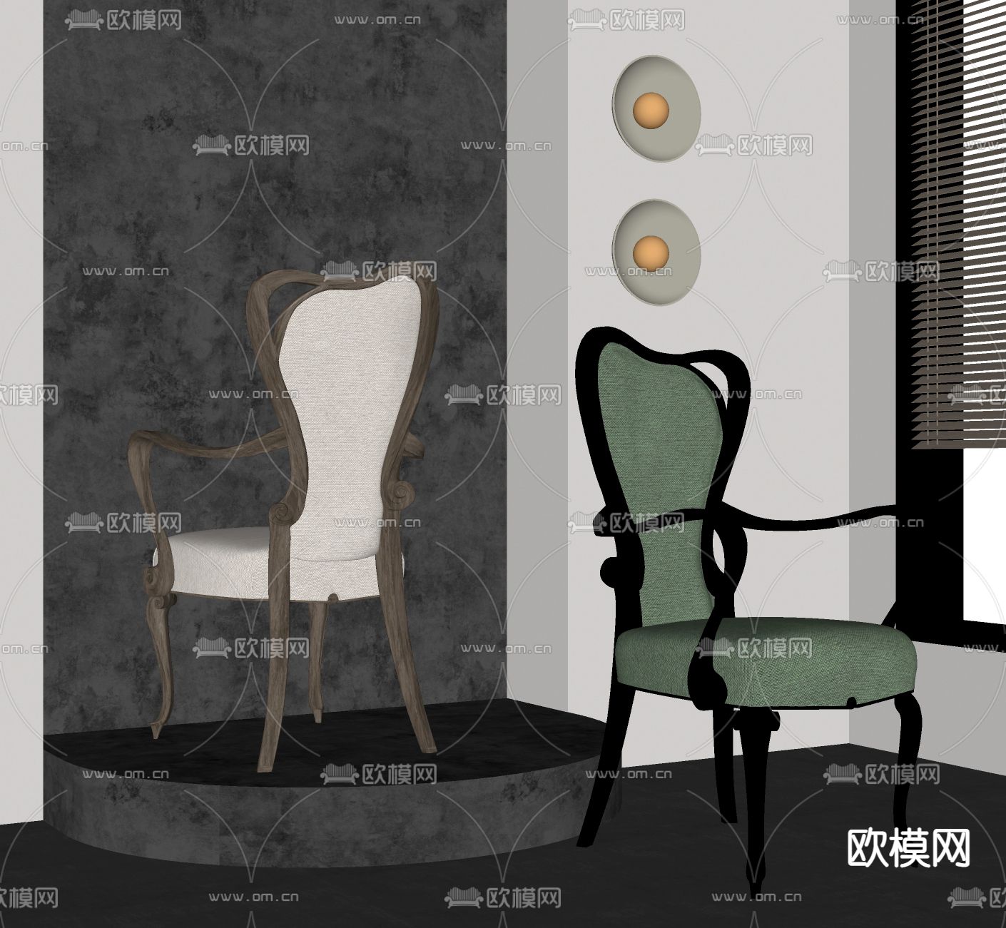 侘寂风休闲椅su模型