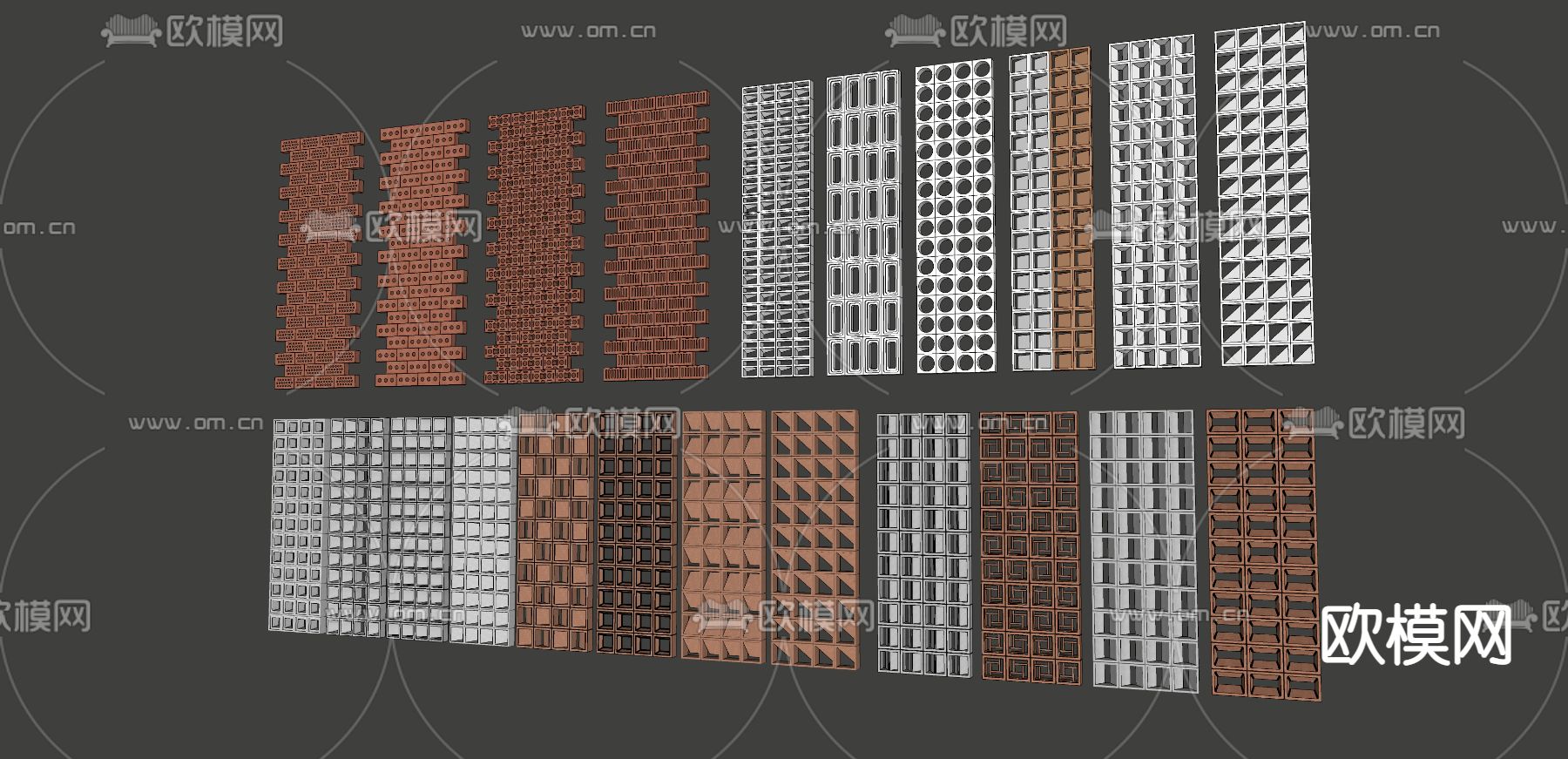 镂空砖屏风 隔断su模型下载（渲染图3）