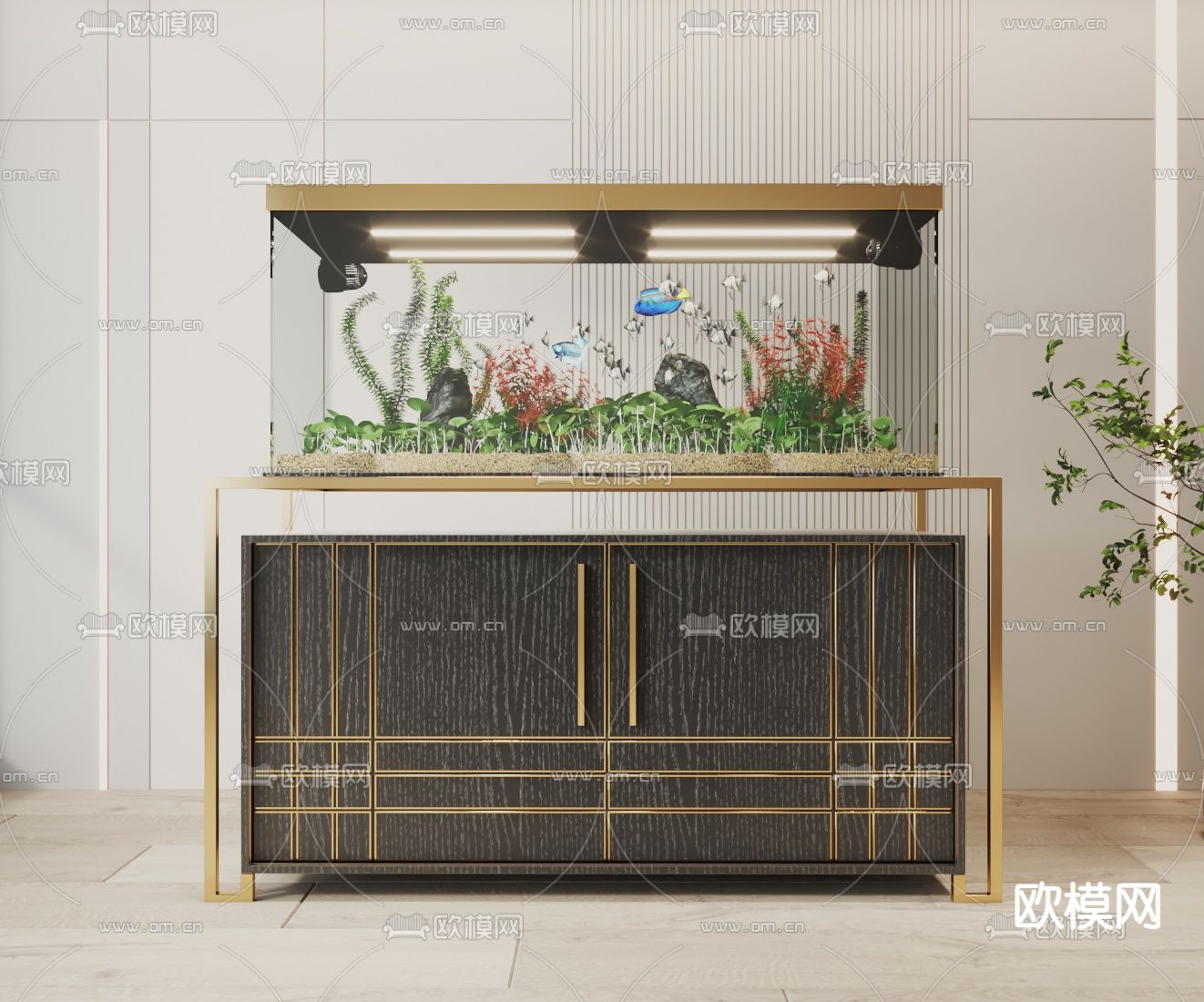 鱼缸 水族3d模型下载