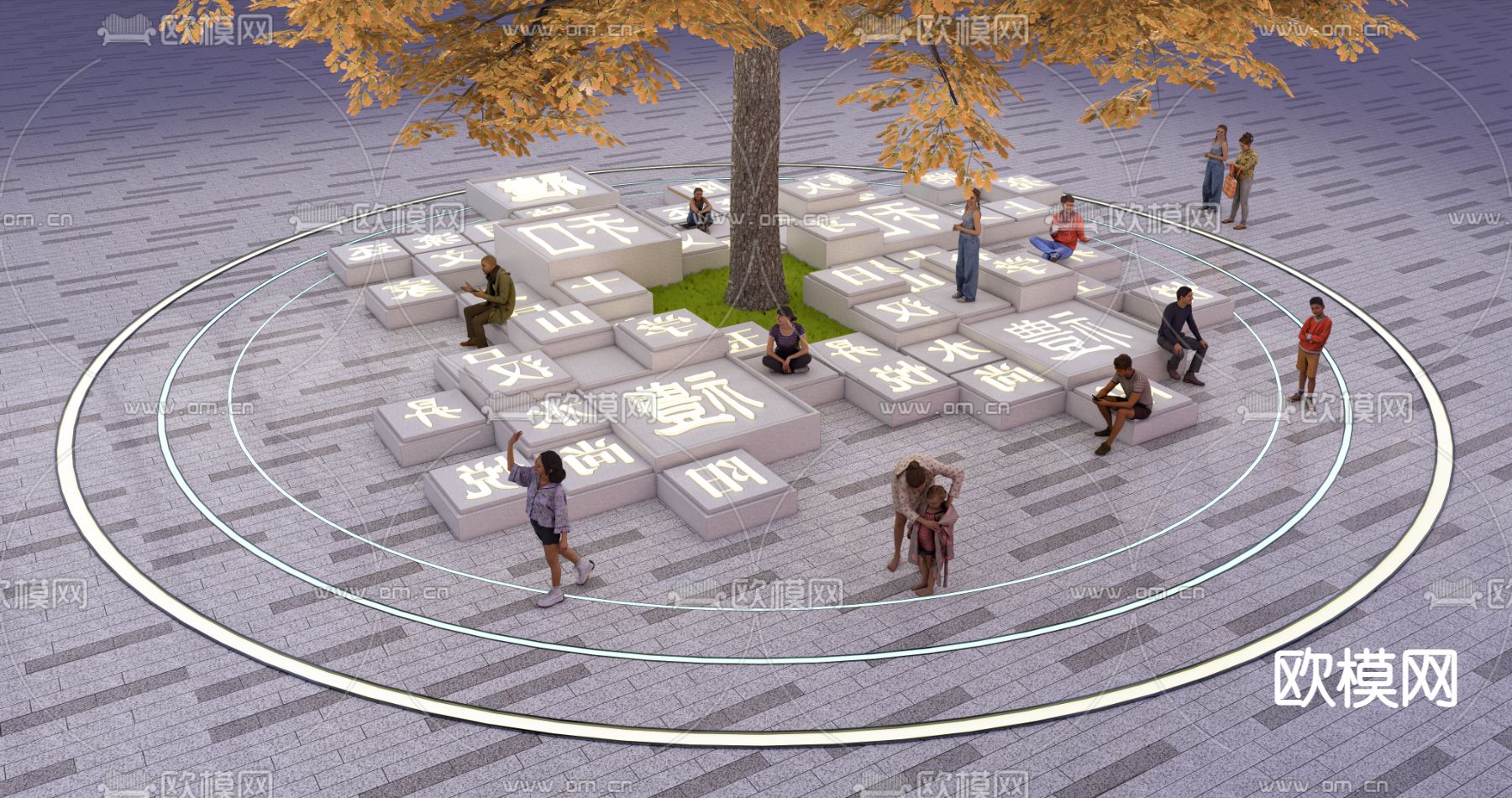 现代景观座椅su模型下载