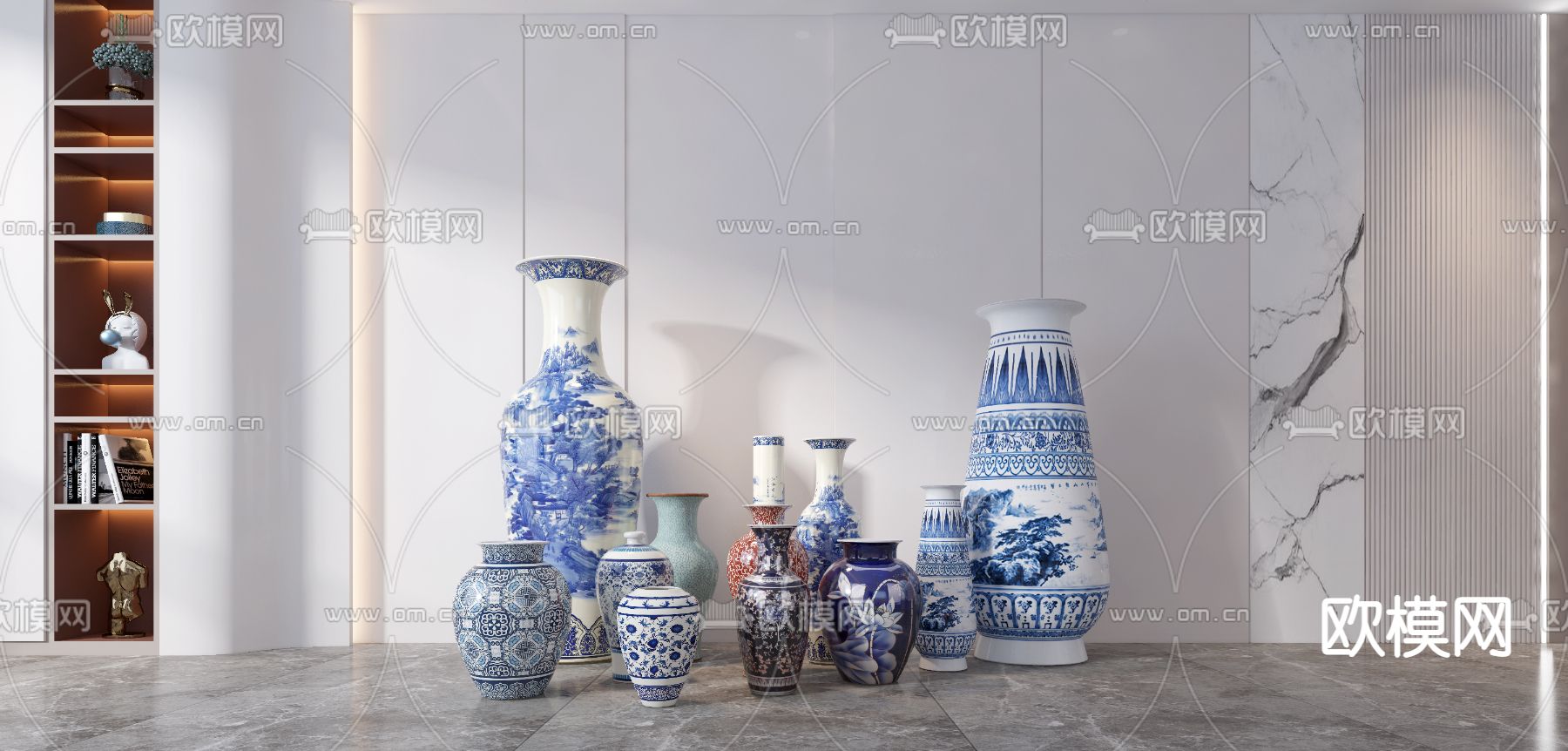 中式花瓶 陶瓷 器皿3d模型下载