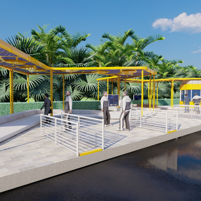 公交站构架 公交车站su模型