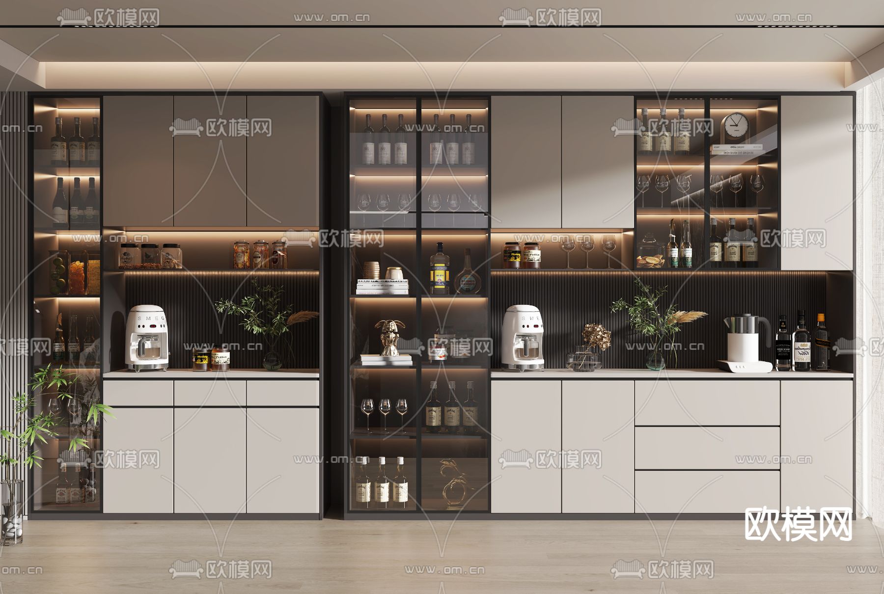 现代酒柜3d模型下载