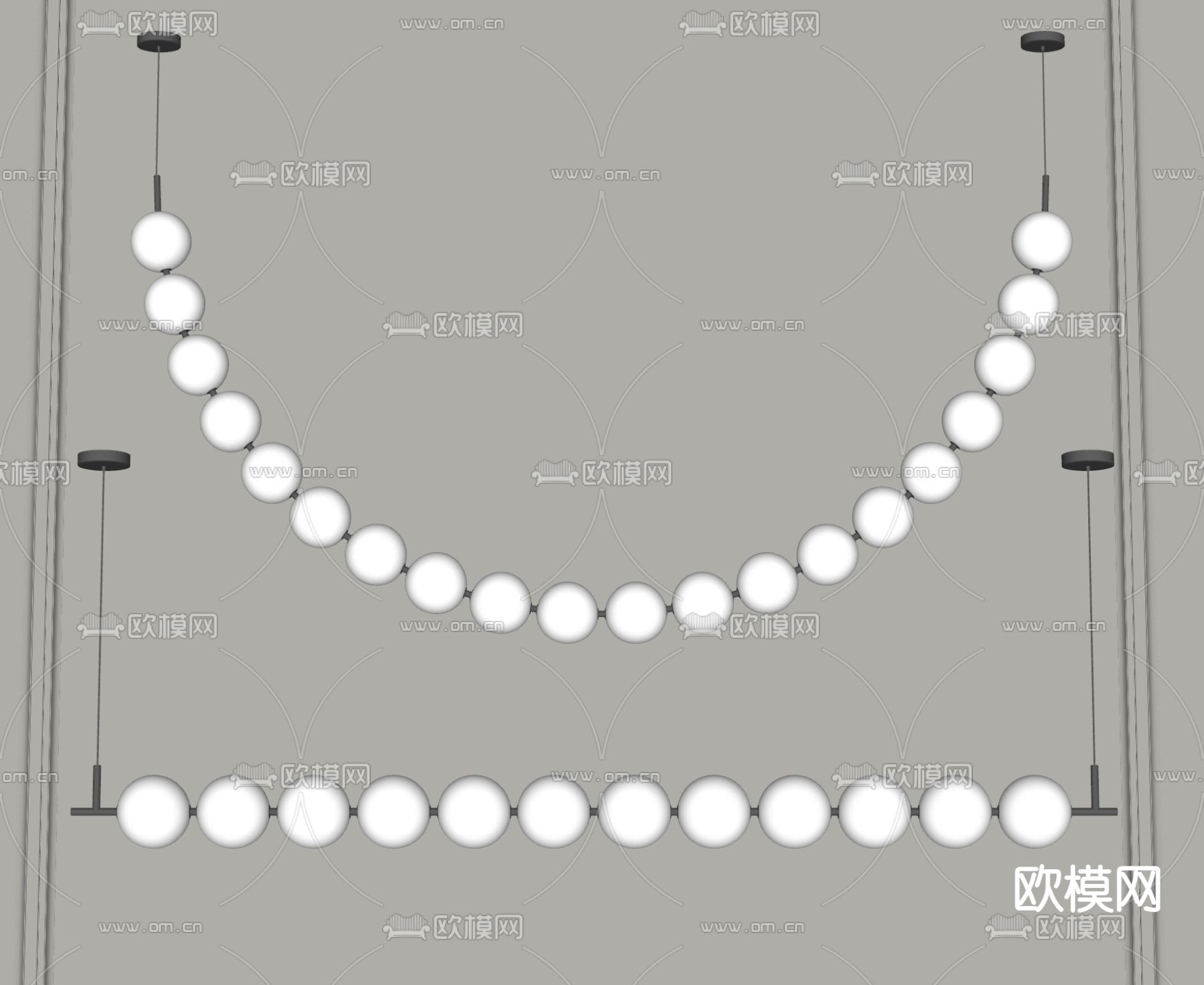 现代多头吊灯su模型下载（渲染图2）
