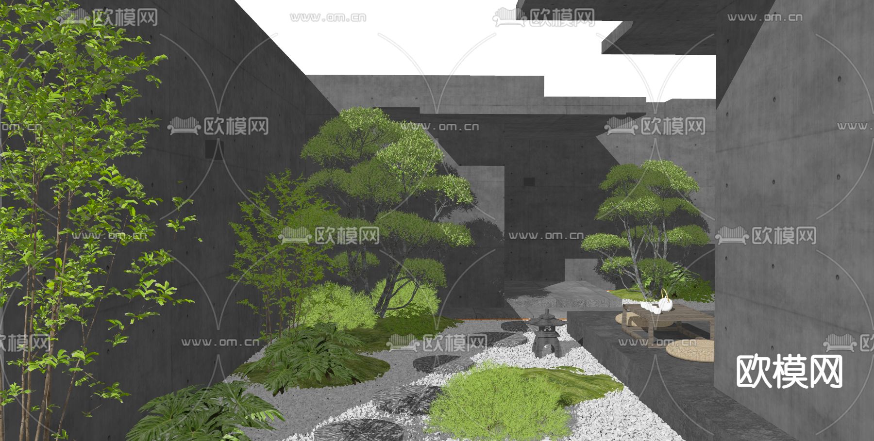 后花园 庭院景观su模型下载（渲染图2）