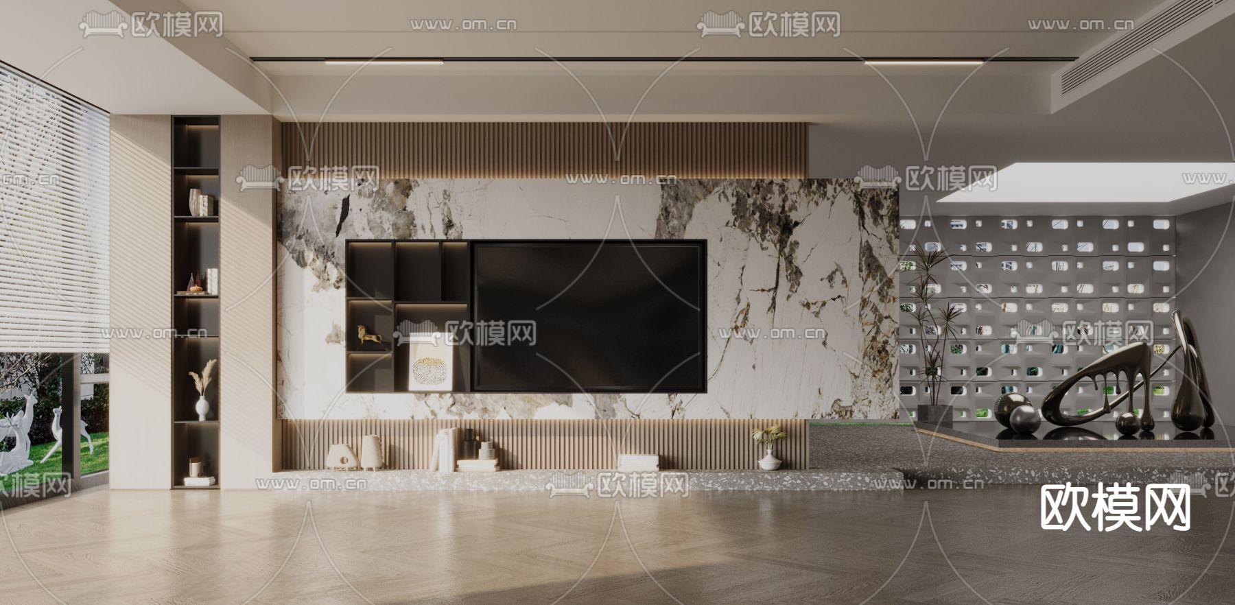 电视背景3d模型下载