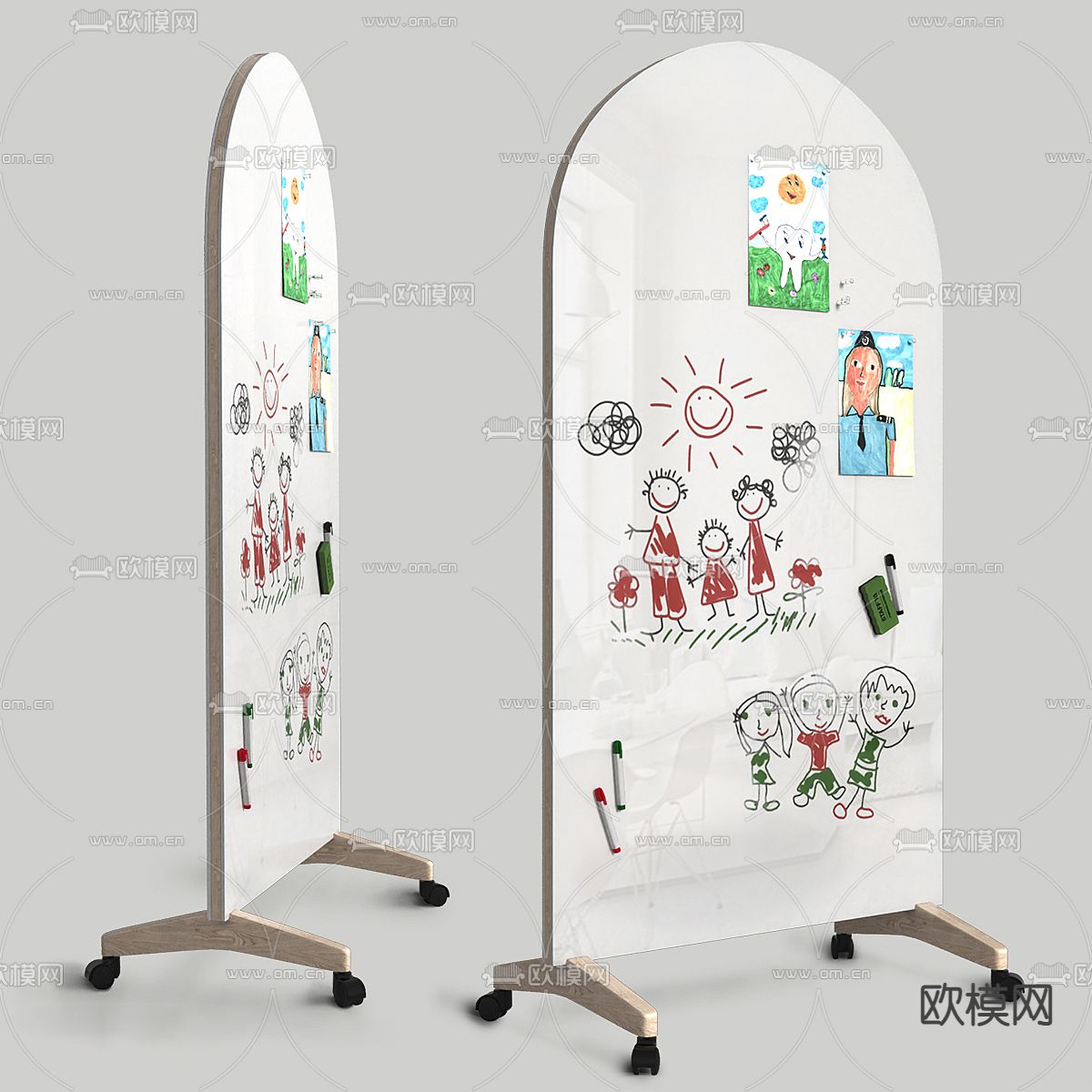 Arka 儿童画板 移动白板su模型下载（渲染图1）