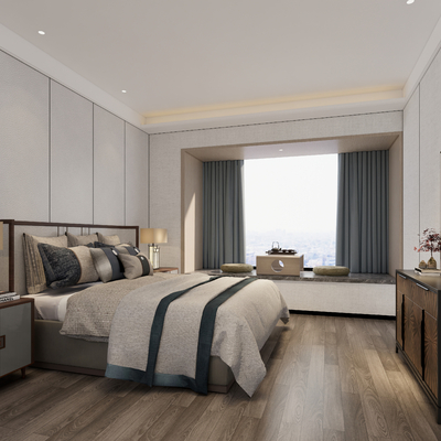  现代酒店客房su模型 