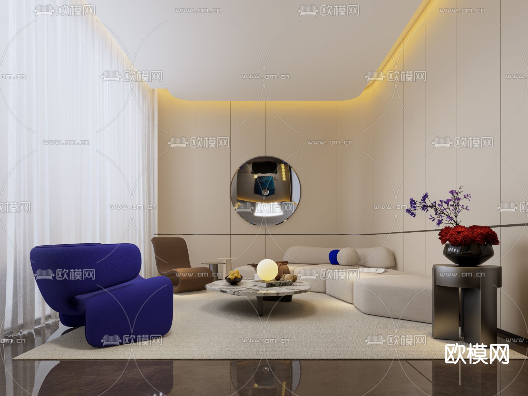 VIP洽谈室 接待室su模型下载（渲染图1）