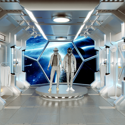  科技风男装店  服装店su模型 