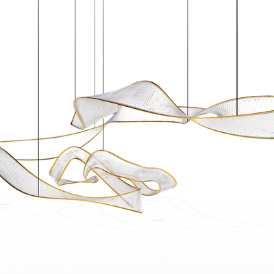  现代曲线异形装饰吊灯su模型 