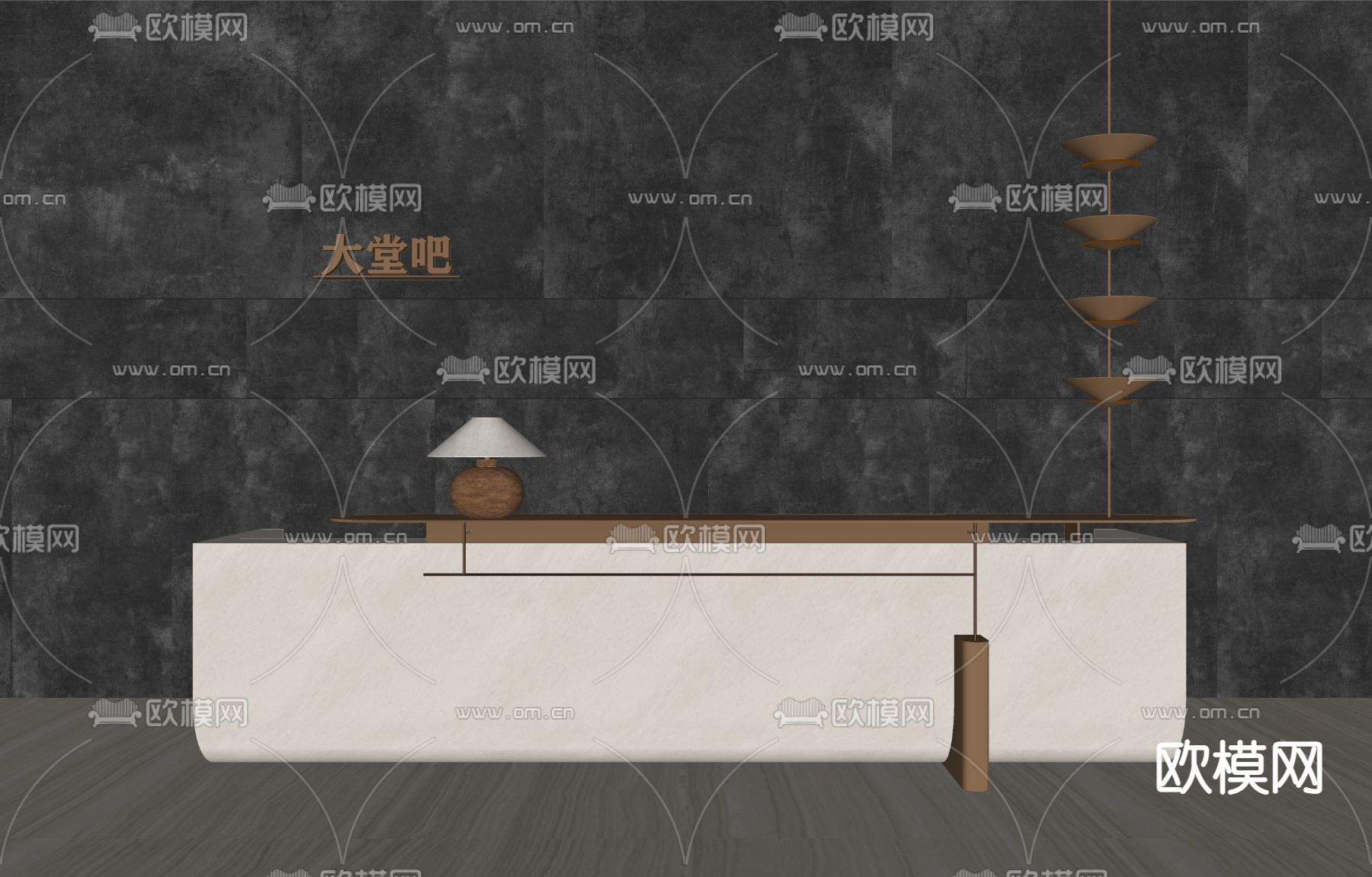现代前台 接待台su模型下载（渲染图3）