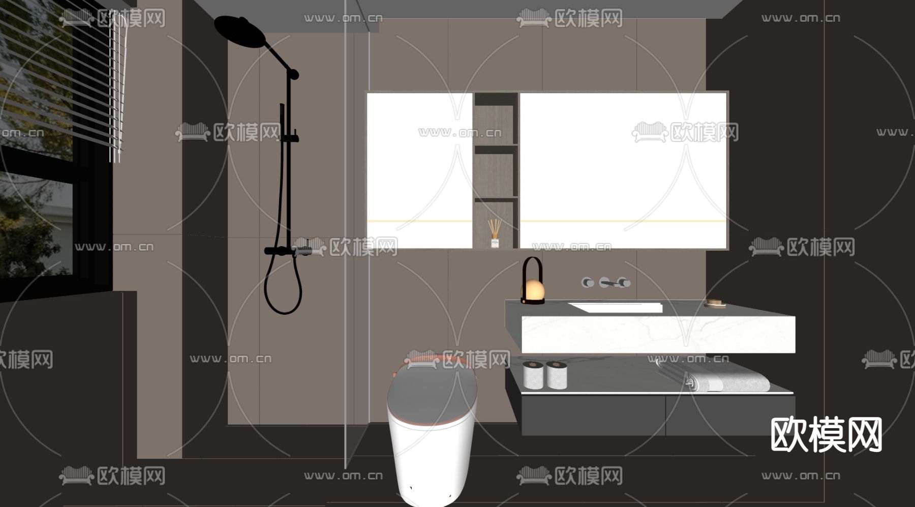 现代卫生间 浴室su模型下载（渲染图2）