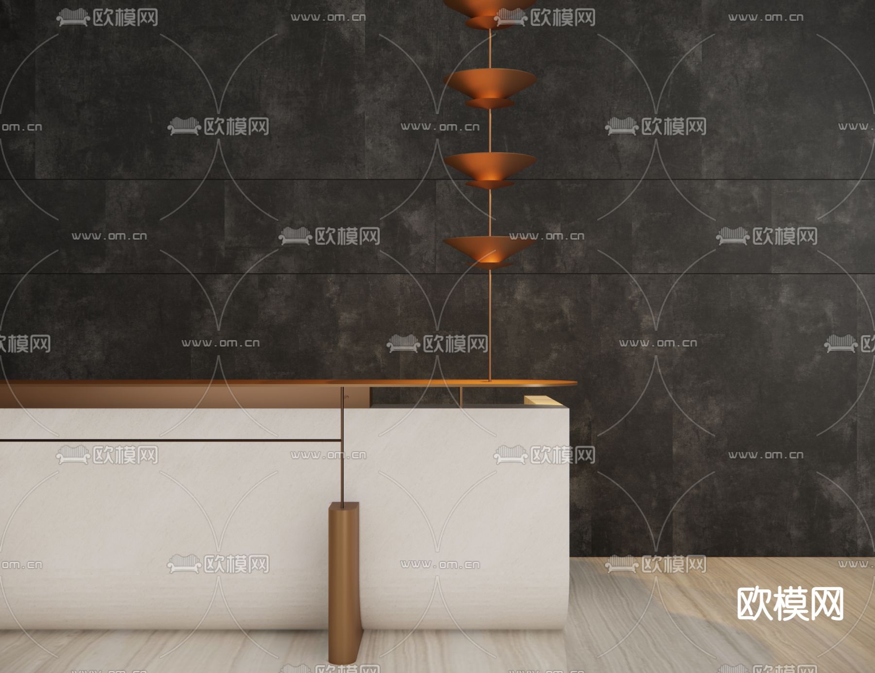 现代前台 接待台su模型下载（渲染图2）