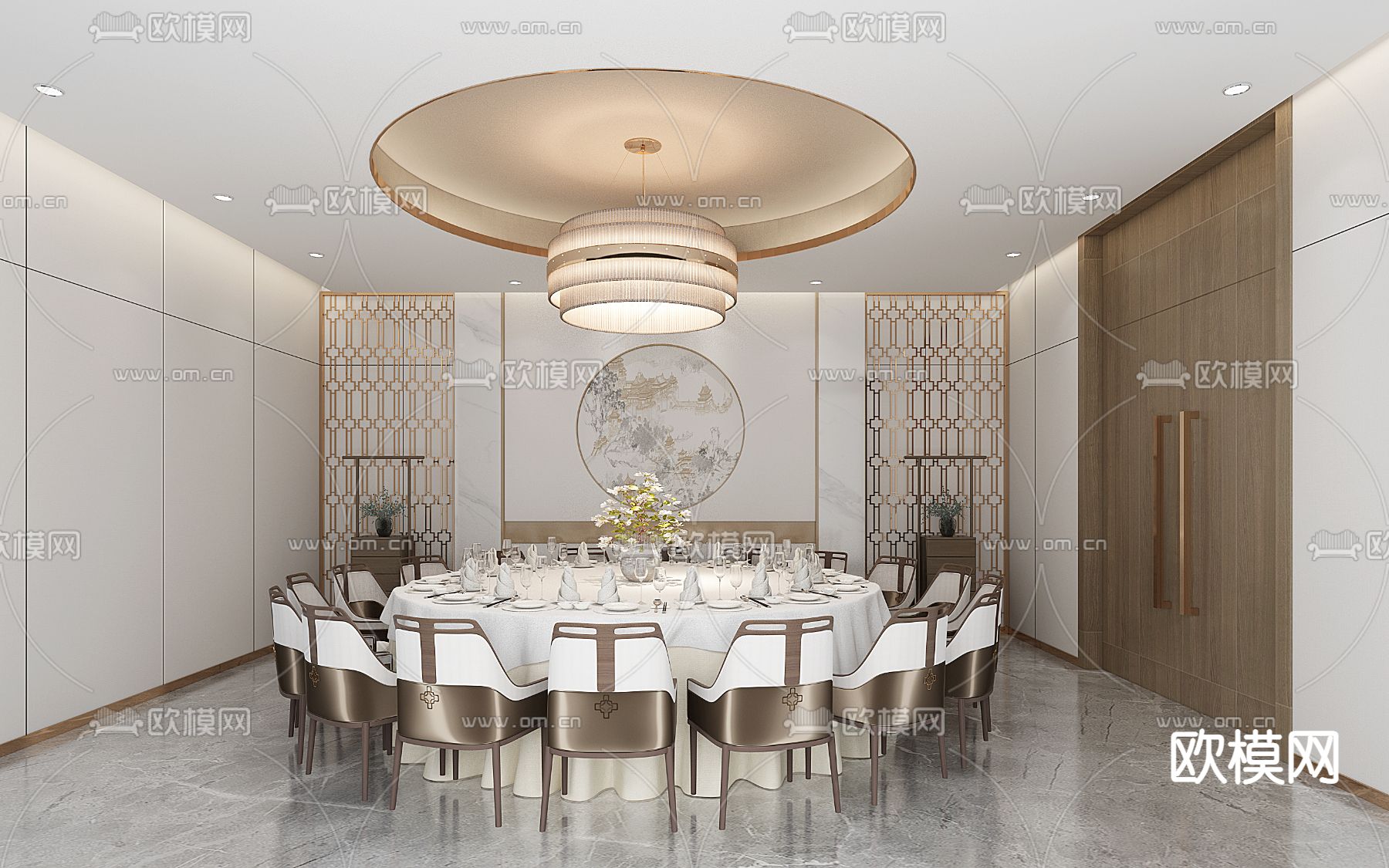 中餐厅包间 包房 包厢su模型下载_ID14009719_sketchup模型下载-欧模网