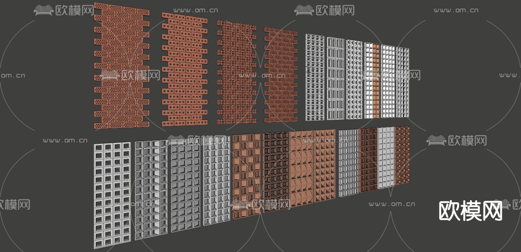 镂空砖屏风 隔断su模型下载（渲染图2）