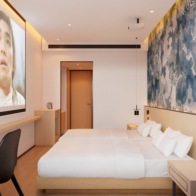  酒店客房 双床房 标间su模型 