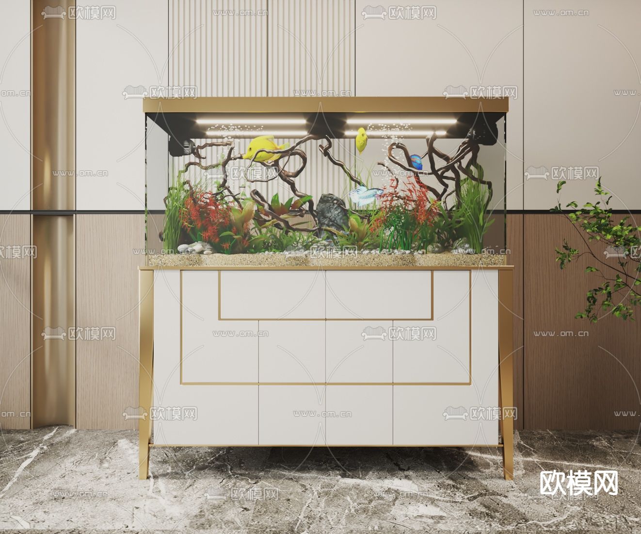 鱼缸 水族3d模型下载