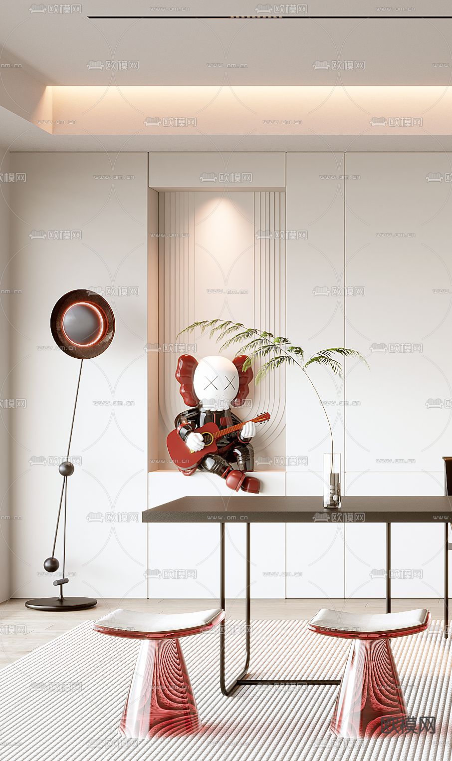 现代书房su模型下载（渲染图3）