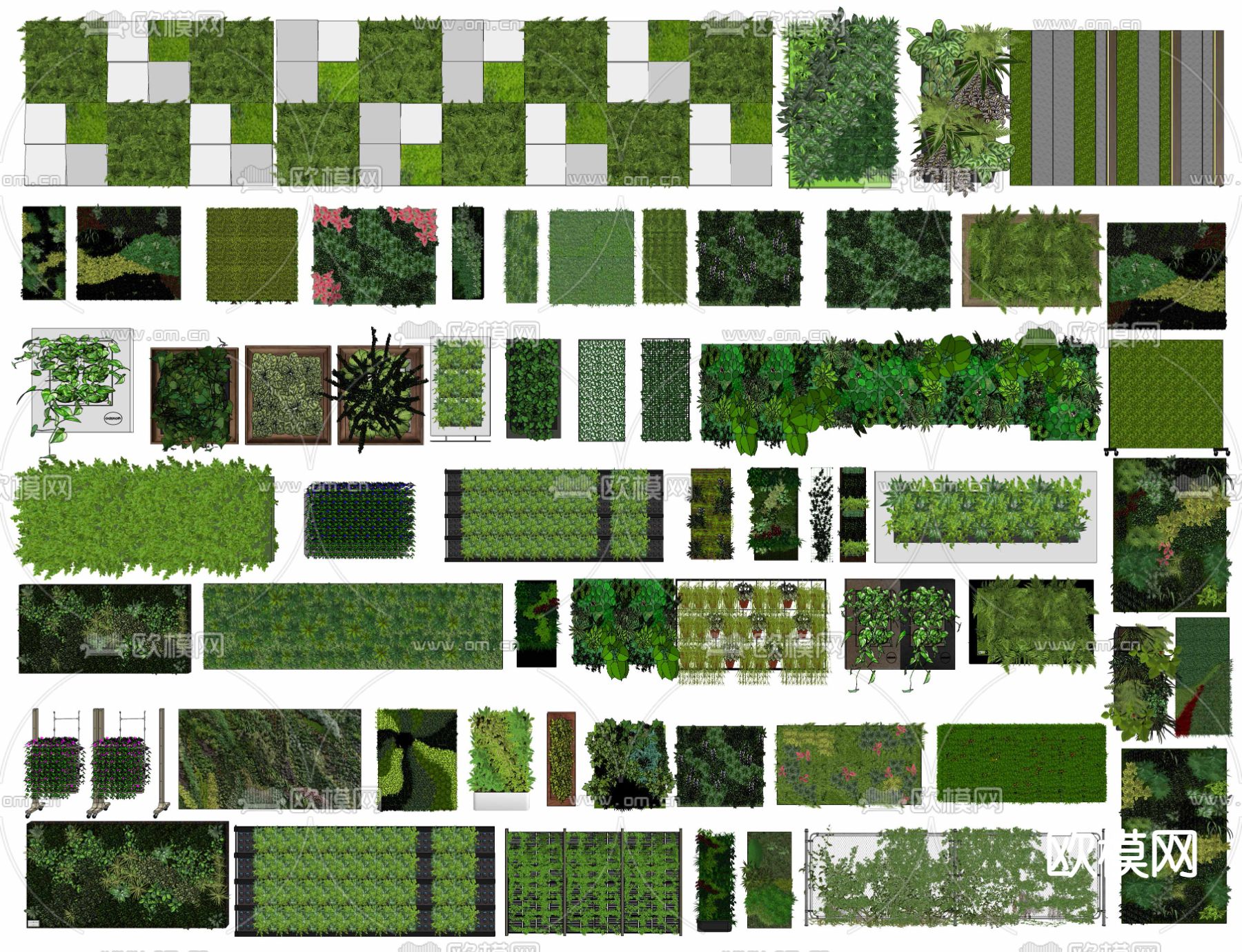 绿篱墙 藤蔓爬藤 苔藓墙su模型下载
