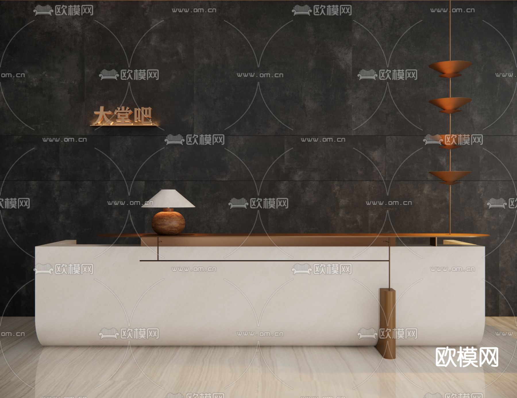 现代前台 接待台su模型下载（渲染图1）