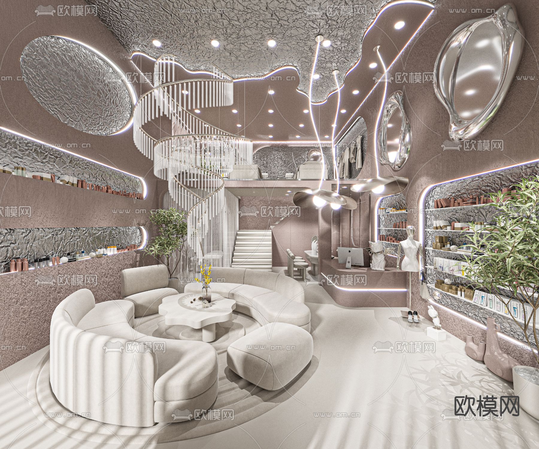 侘寂风美容院 美甲店3d模型