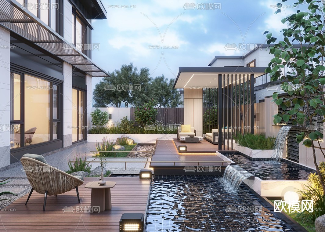 庭院景观 阳台花园3d模型下载_ID14013690_3dmax免费模型-欧模网