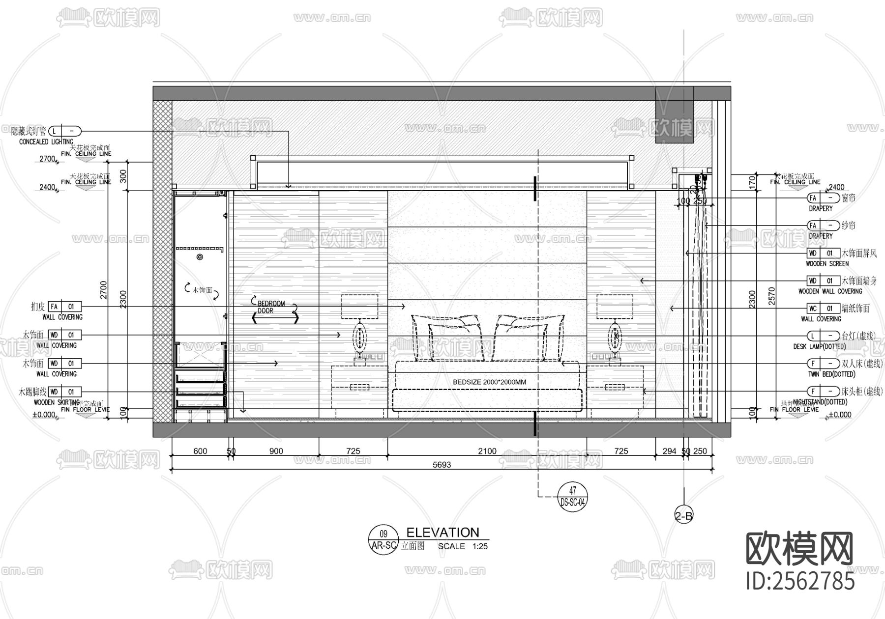 酒店客房cad平面图下载（渲染图9）