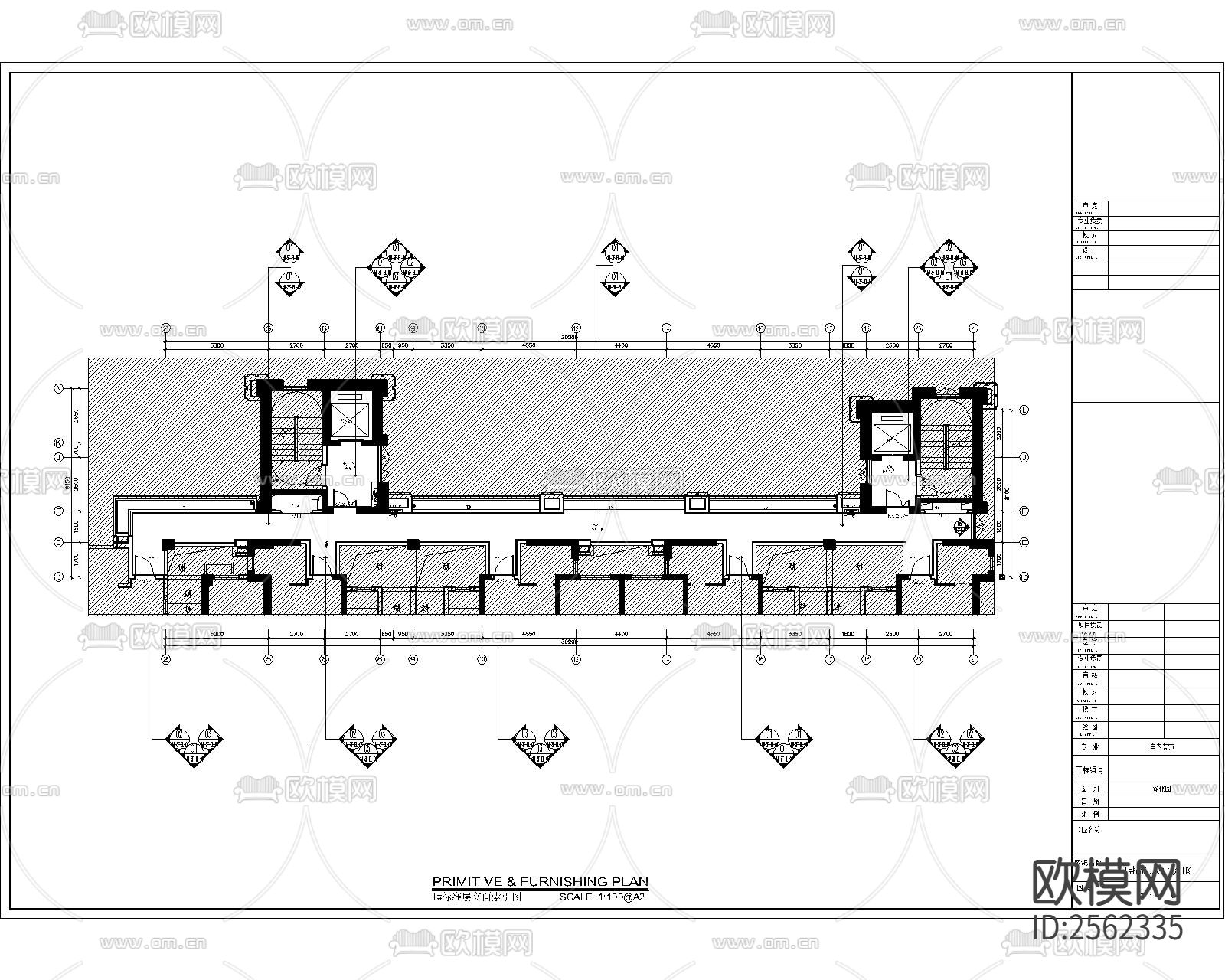 住宅小区平层cad施工图下载（渲染图4）