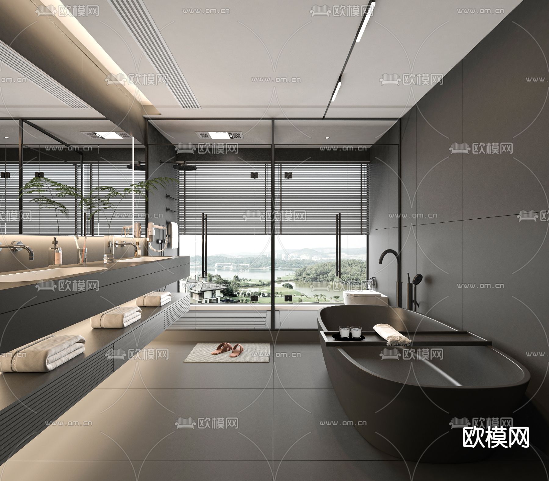 暗黑风卫生间3d模型下载