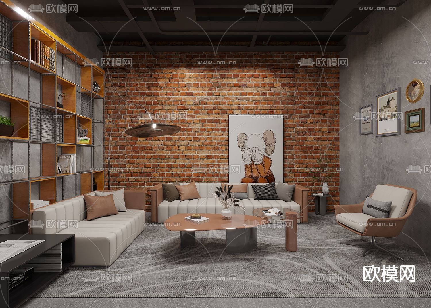 工业风舞蹈教室3d模型下载（渲染图4）