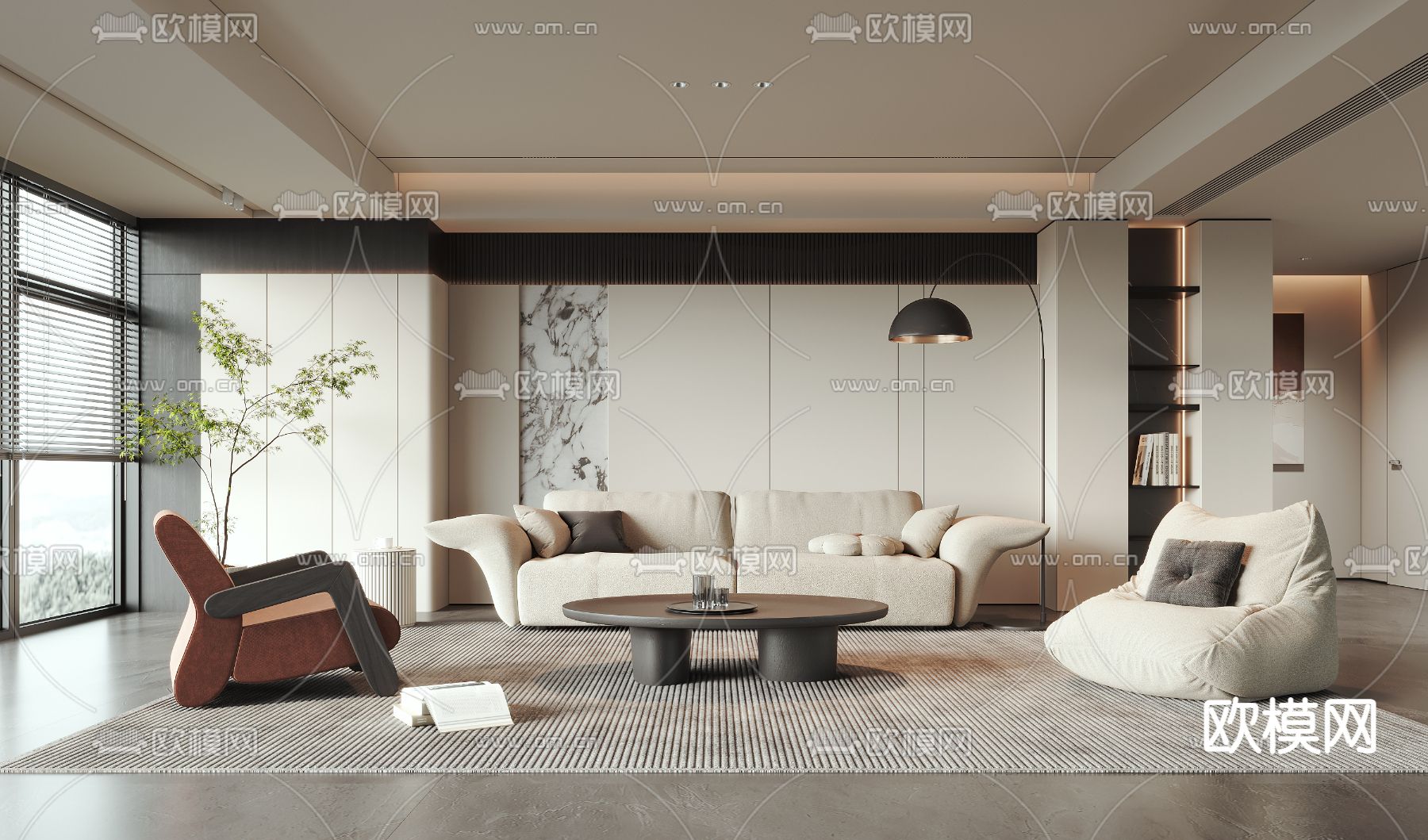 侘寂客厅3d模型下载（渲染图1）