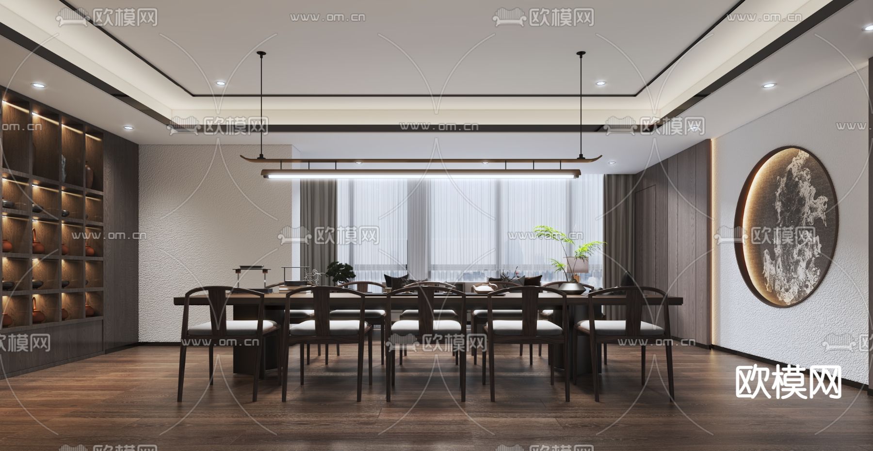 新中式茶室 会议室3d模型下载