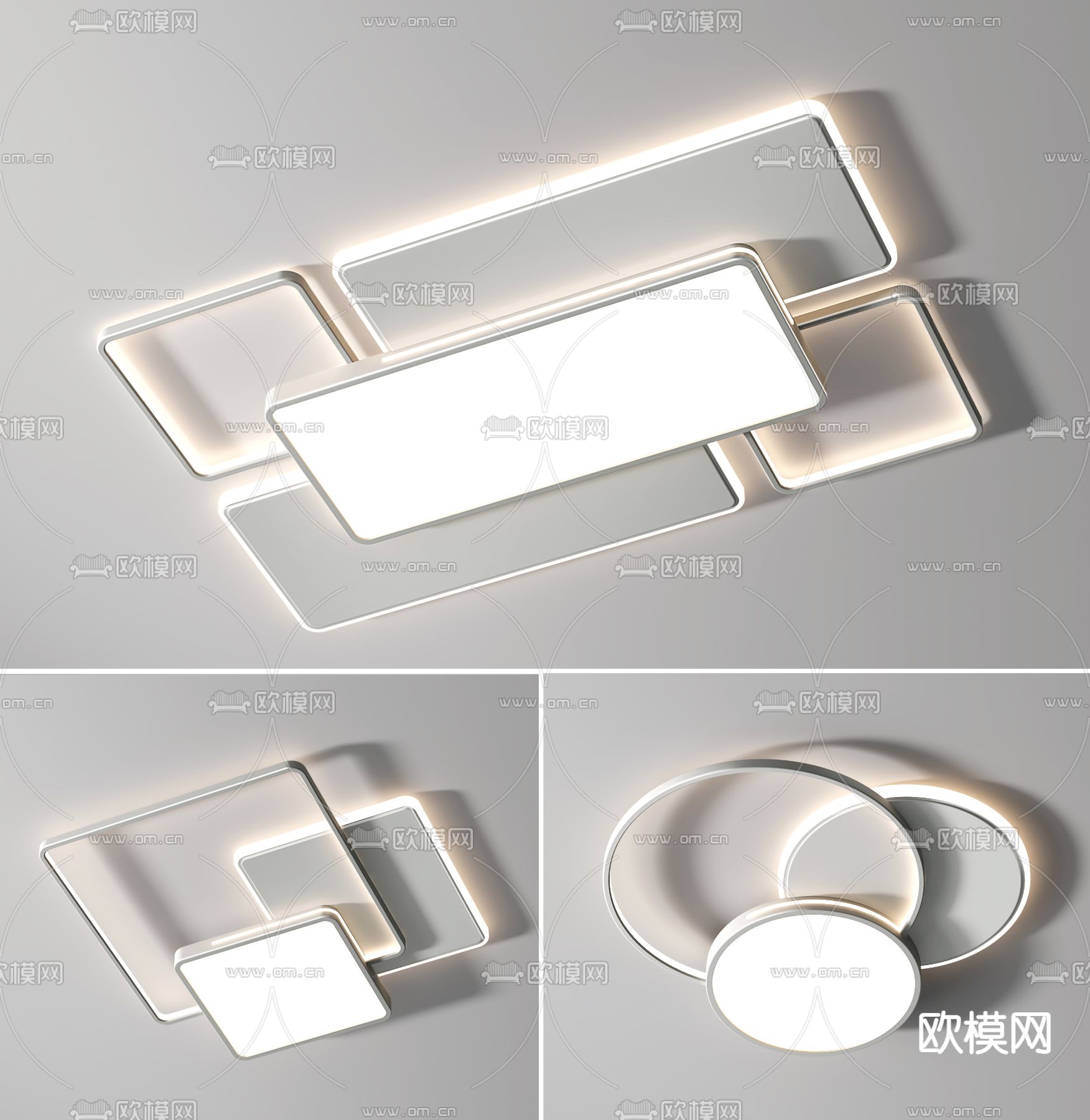 现代吸顶灯su模型下载（渲染图1）