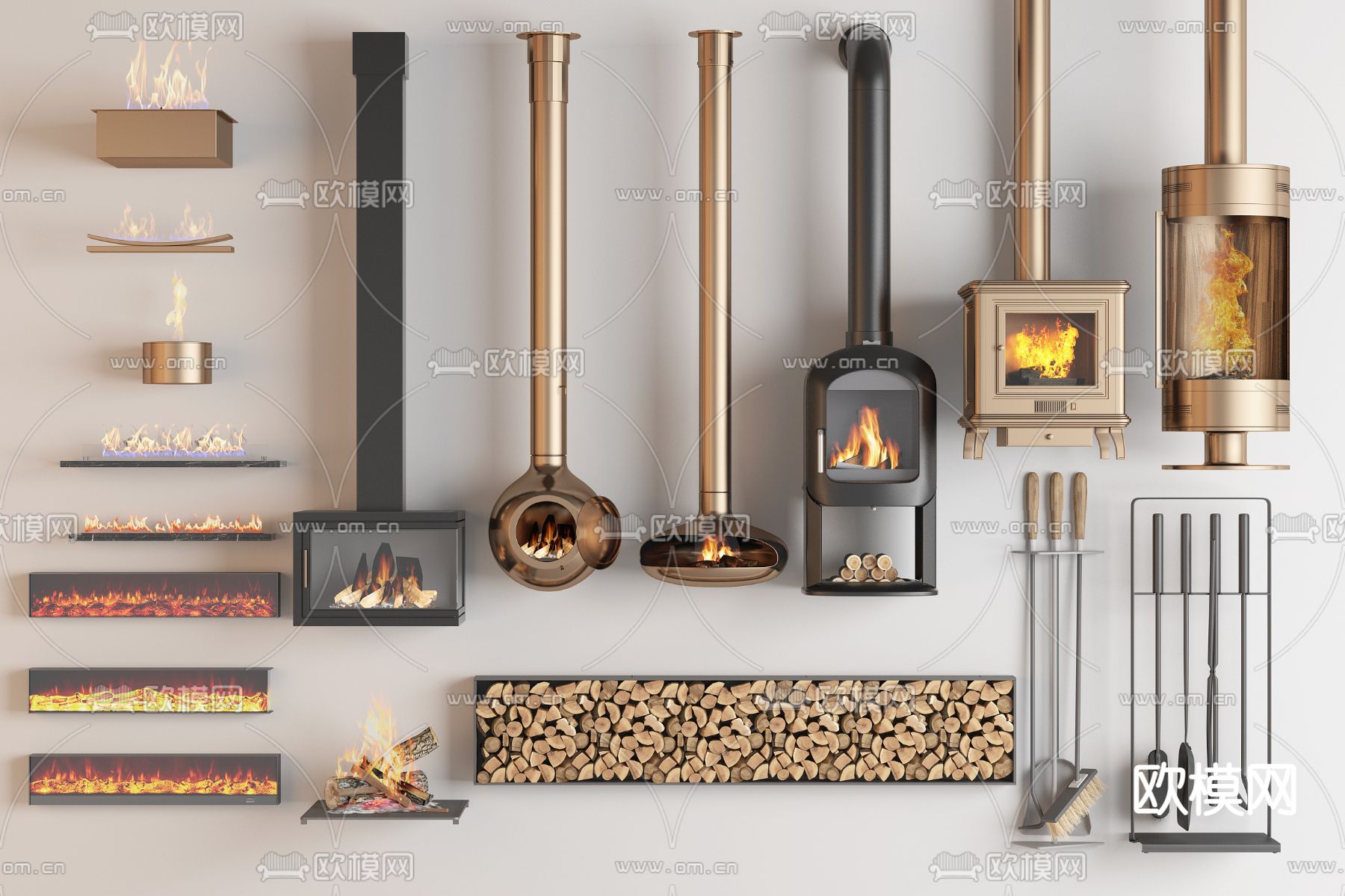 壁炉 火炉 嵌入式壁炉3d模型下载