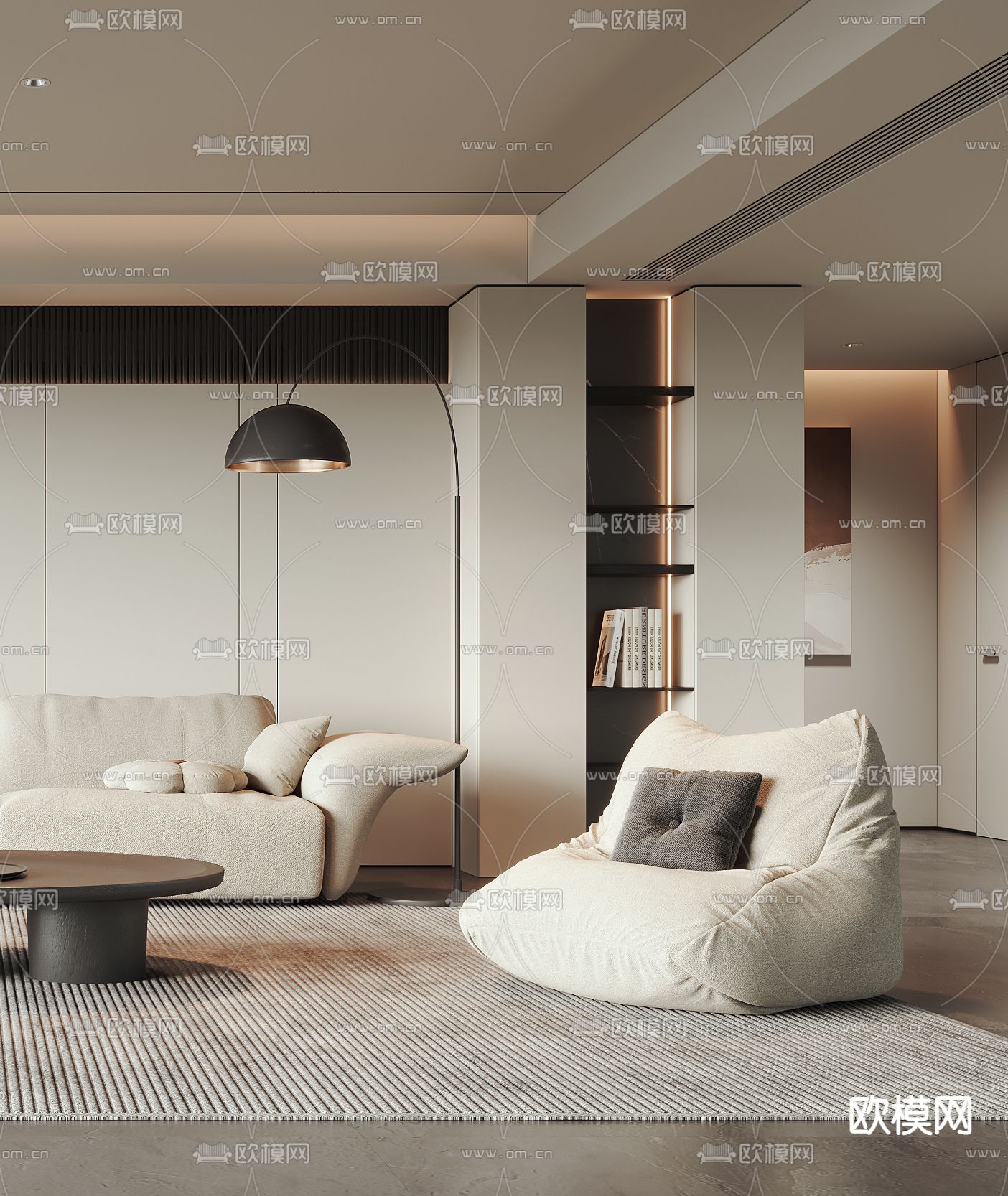 侘寂客厅3d模型下载（渲染图3）